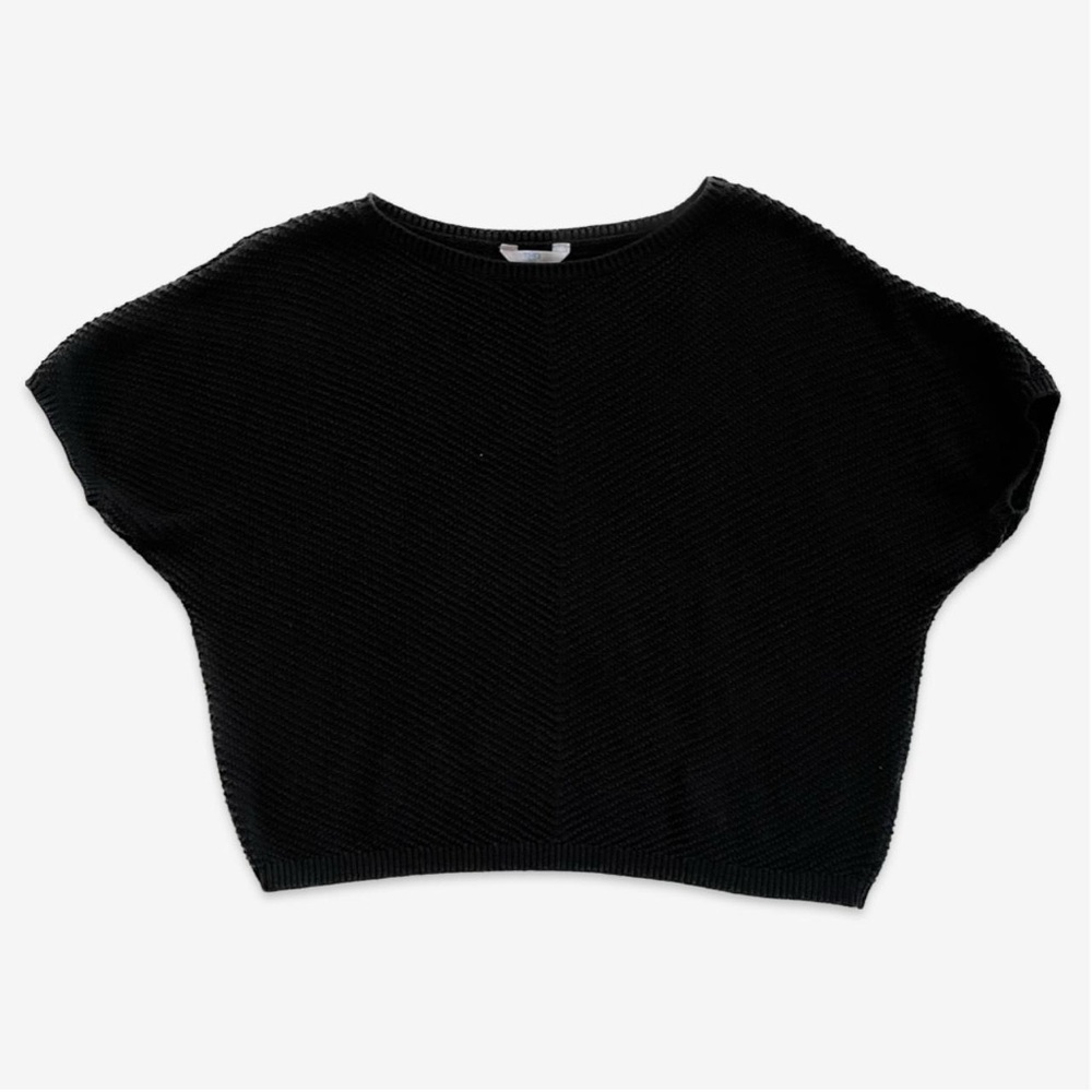 Comfy knit black short sleeve top M